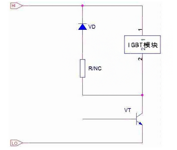 快恢复二极管反并联起到续流作用示意图