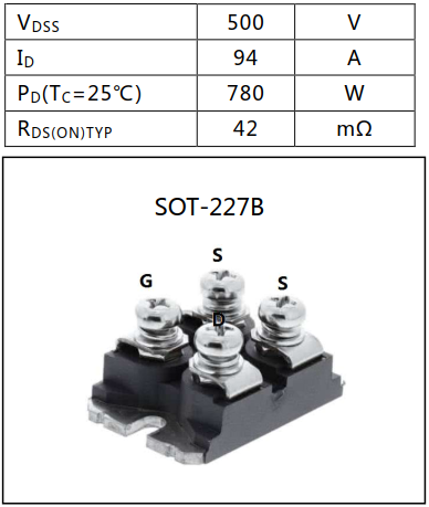 N沟道增强型100A/500V MOSFET