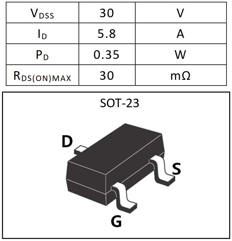 N沟道增强型6A/30V MOSFET